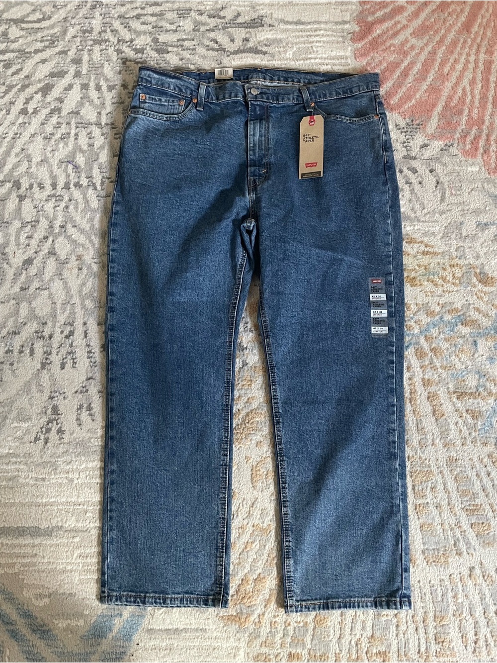 Levi’s 541 Jeans Mens 42x30 Blue Dark Wash Athletic Taper Stretch New